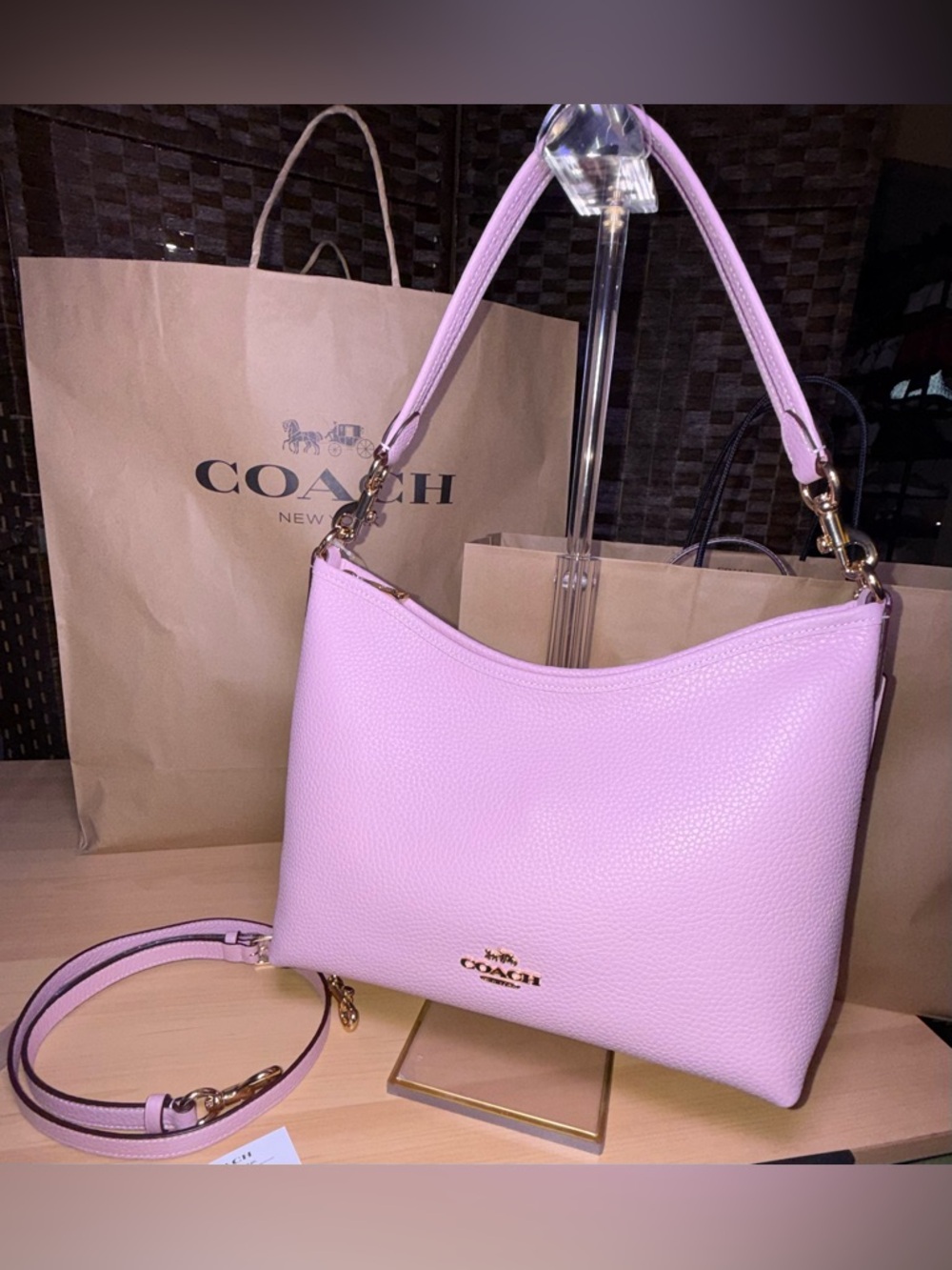 Coach Laurel Shoulder in Pink leather